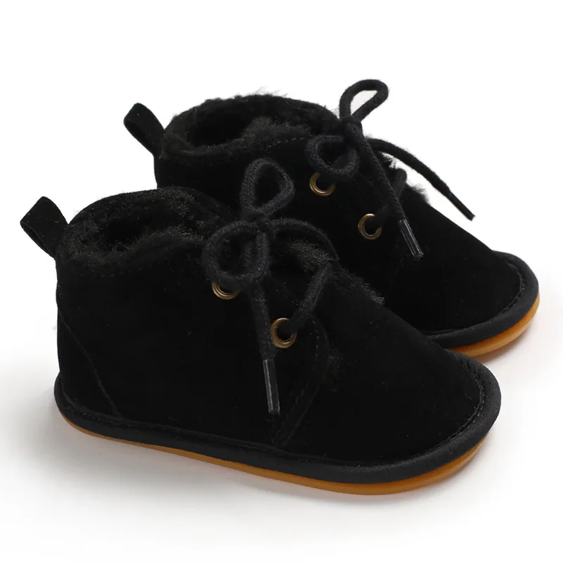 black Baby spring and autumn Girls Boys Shoes Soft Sole 0-18 month Anti-Slip Infant Prewalker Toddler Booties - Цвет: black