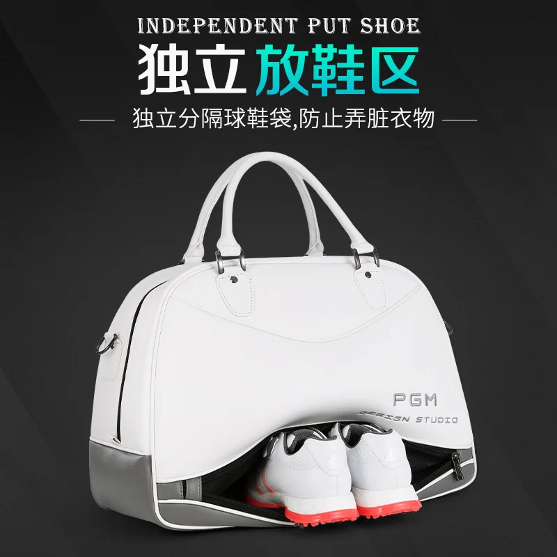 PGM Golf Clothing Bag Women's Waterproof Microfiber Leather Lady Large Capacity Portable Fashion Rivet Bag Independent Shoe Area