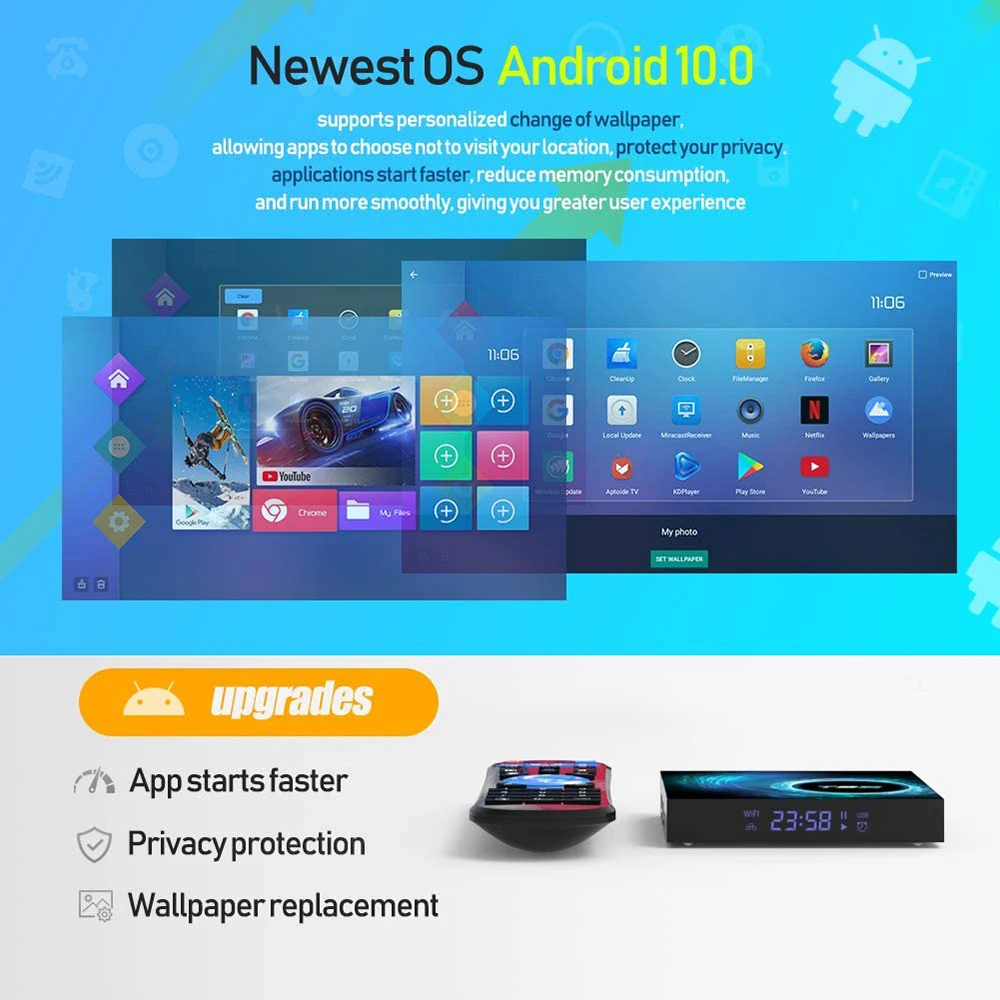 

2020 TV Box 64GB 128GB Android 10.0 smart tv Youtube Netflix H616 Quad Core 1080P H.265 6K Wifi 2.4G Media player Set top box