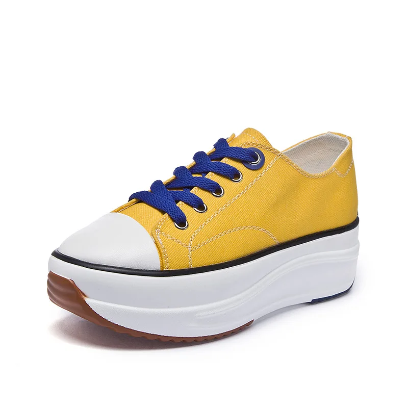 

Women Chunky Sneakers Casual Shoes 2020 New Spring Summer White Lace Up Canvas Shoes Female Shoes Girls Womens Sneakers