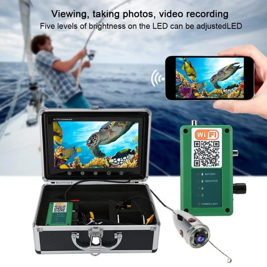Беспроводная подводная видеокамера 100 240 В 1000TVL HD монитор 49 2 фута Wifi IP68|Камеры