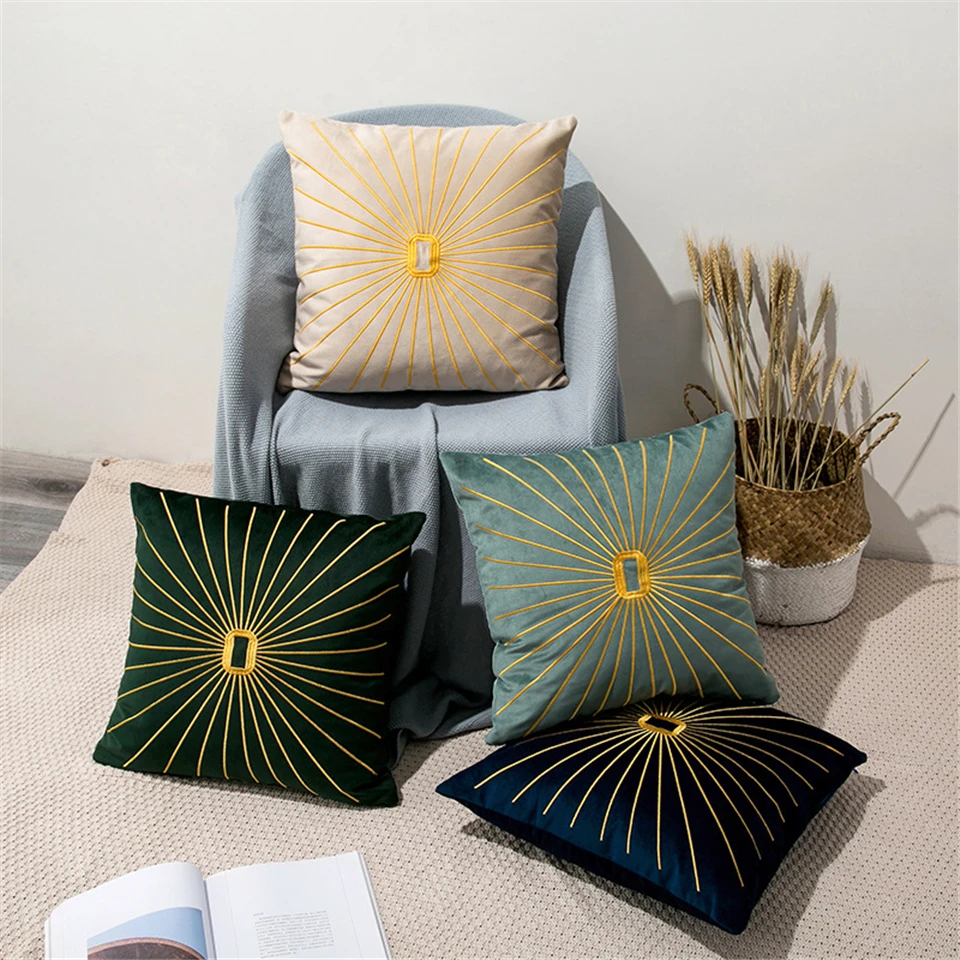 Наволочки из плотного бархата с вышивкой от солнца наволочки для дома