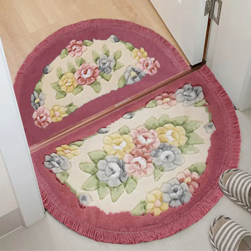 bathroom floor mats semi circular cut flower door mats bathroom doorways home toilets non slip absorbent foot mats porch carpets free global shipping