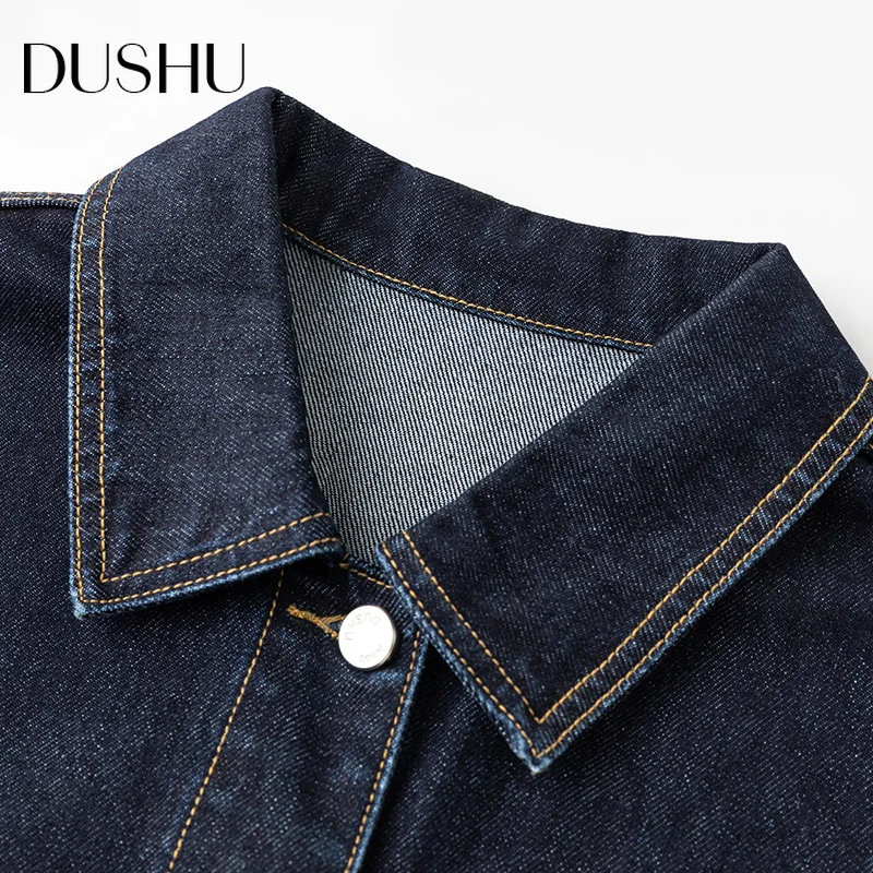 

DUSHU Plus size casual denim jackets coat Women spring oversize blue jeans jacket Female short vintage shirt jacket ladies 2021