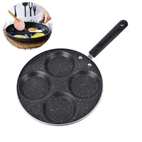 four hole omelet pan no oil smoke non stick egg pot cake ham frying grill pan