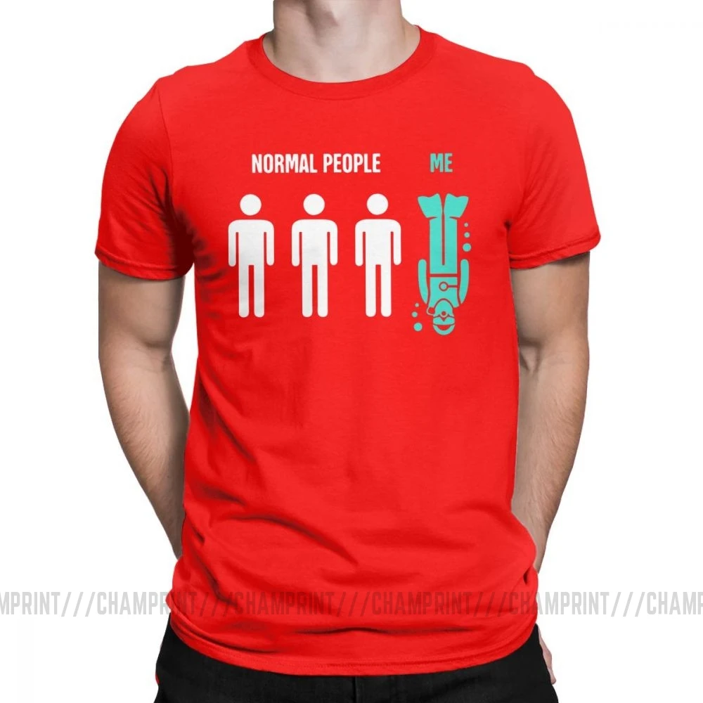 Мужские Забавные футболки для дайвинга с надписью Normal People Me, Спортивная футболка для дайвинга, дайвинга, подводного плавания, хлопковые топы, футболка с коротким рукавом - Цвет: Красный