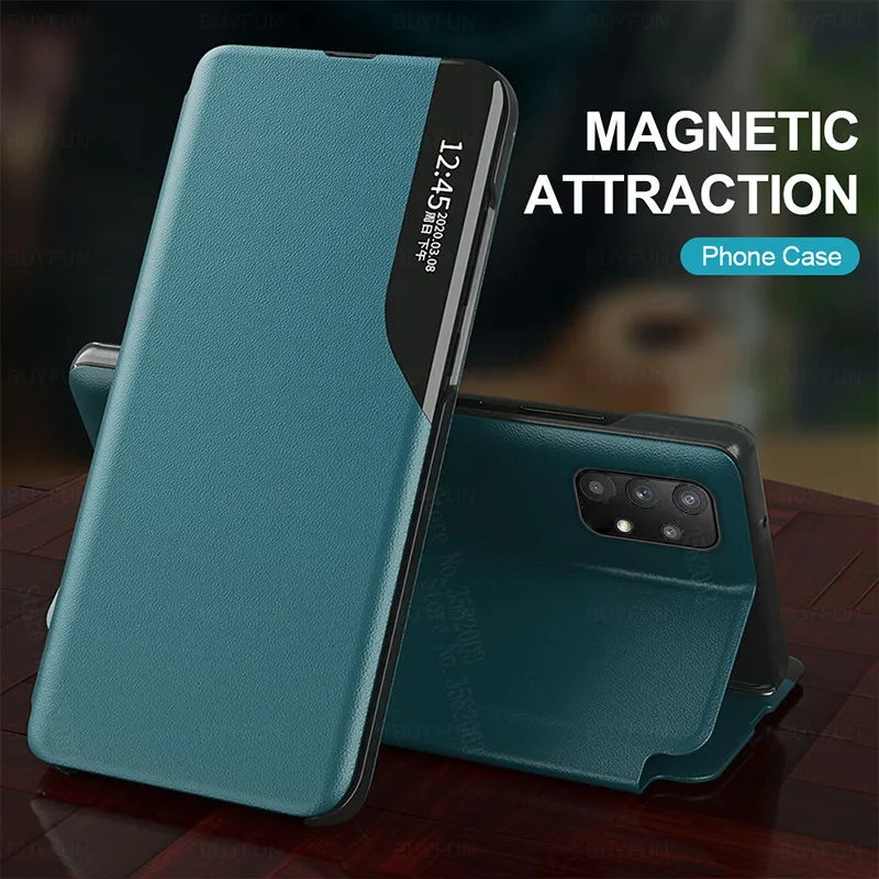 

A52 4/5G case smart window view magnetic pu leather flip cover for samsung a52 a 52 52a samsun a 52 2021 phone book stand coque