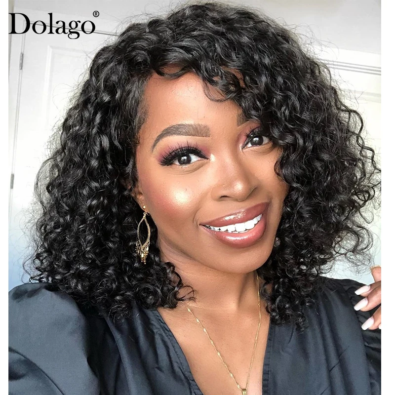 

Loose Curly Human Hair Wigs Bob Wig For Women 4x4 Lace Closure Wigs Brazilian Wigs Short Wigs Silk Base Lace Front Wig Black