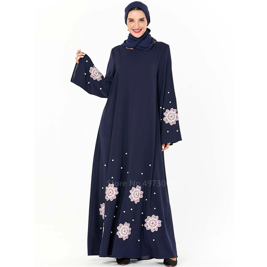 

Elegant Muslim Embroidery Abaya Full Dress Vestidos Cardigan Kimono Loose Long Robe Gowns Middle East Ramadan Islamic Clothing