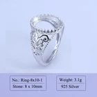 Винтажное кольцо из серебра 925 пробы с полукреплением, кольцо без камня, ювелирные изделия DIY 8*10 мм, главный камень