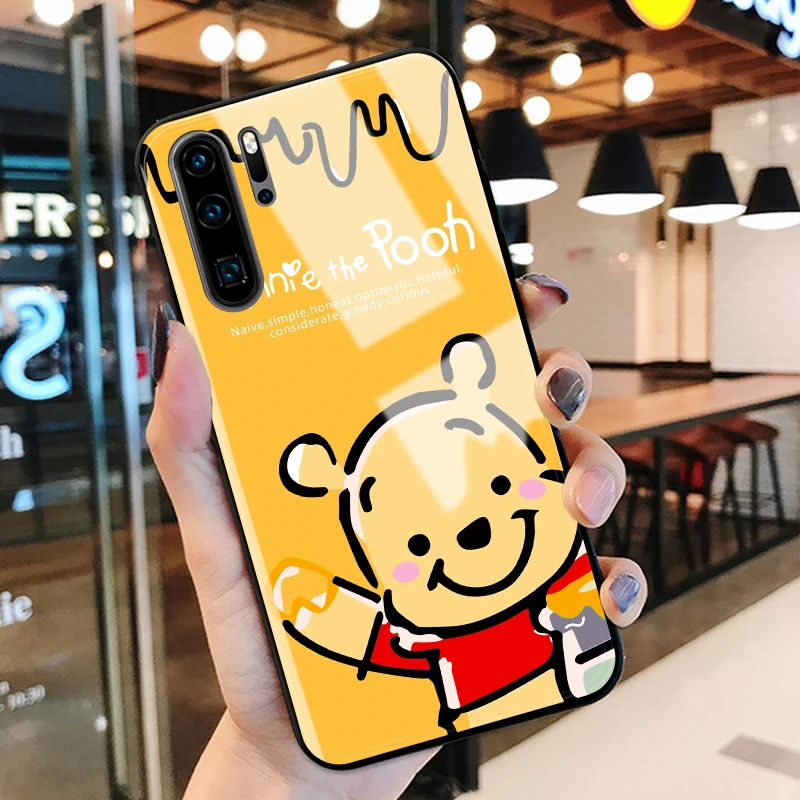 Huawei P30 Lite чехол 3D Мультфильм окрашенные закаленное стекло задняя крышка телефона