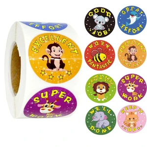 Животные цветовой стикер карикатуры, родительские школы вознаграждение для детей студентов похвалу игрушки хорошо сделано отлично хорошо супер работа отличная работа печать этикеток