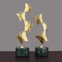 creative brass butterfly figurine marble base desktop office exquisite crafts ornaments modern living room home decoration