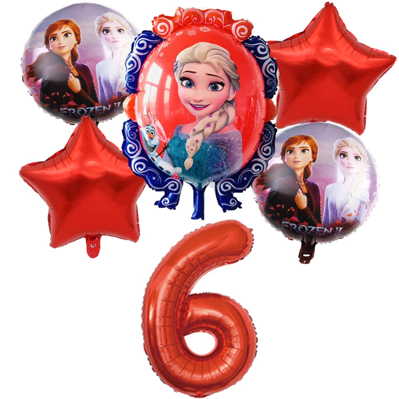 

6pcs/lot Disney Frozen Elsa Princess Helium Balloons Red 32inch Number Foil Globos Kids Birthday Party Decorations Baby Shower