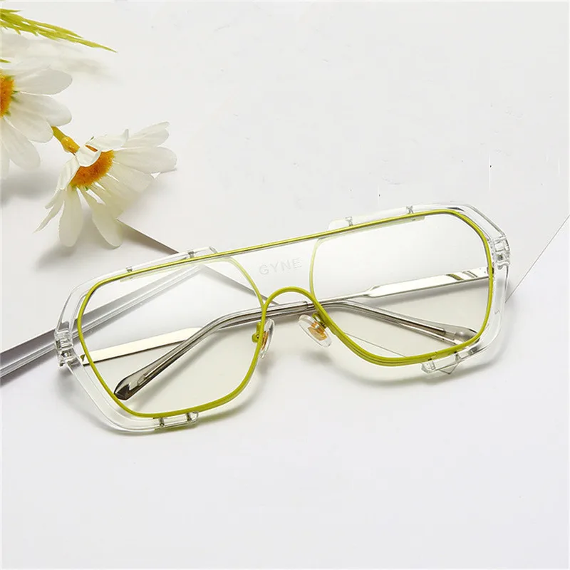 

Очки солнцезащитные Seemfly для мужчин и женщин, модные солнечные аксессуары в квадратной большой оправе, с прозрачными цветными линзами, с защ...