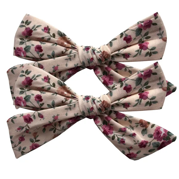 Floral-112 BEILARRY, 2 шт., 4-дюймовые зажимы из хлопчатобумажной ткани с бантиком для маленьких девочек, заколки для волос с бантиком, заколки, заколки для волос, головные уборы, аксессуары для волос - Цвет: Floral-112