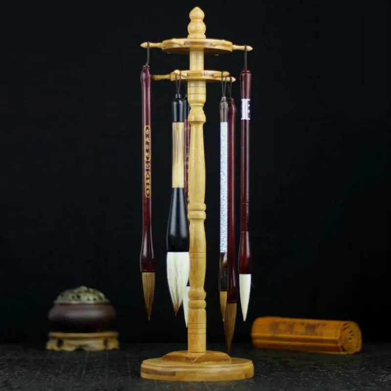 

Tradition Chinese Brush Pen Holder Study Four Treasures Chinese Calligraphy Brush Disk Round Holder 11 Hangers Pen Stand