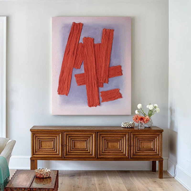 Ручная роспись маслом на холсте 3D абстрактная ярко-розовая синяя гостиная