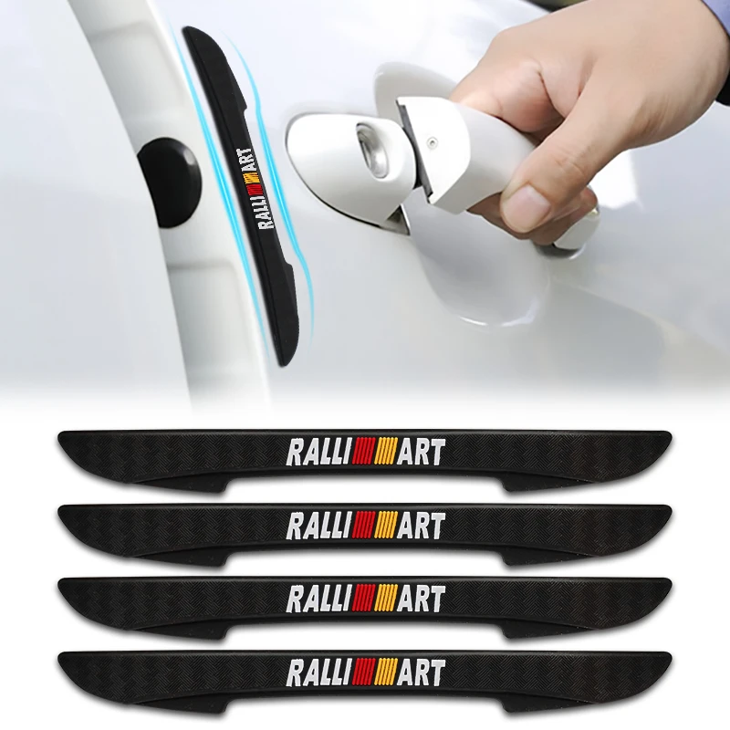 

4pcs 3D Car Stickers Side Door Edge Protective Strip Anti Scratch For Mitsubishi RalliArt Lancer Outlander Ralli Art 10 Asx