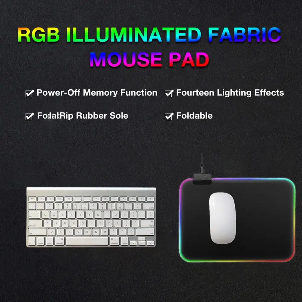 Цветной игровой коврик для мыши Настольный большой RGB с подсветкой компьютера