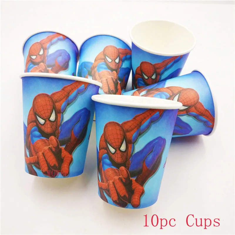 10pc Cups 12 обертывания+ 12 Топпер Человек-паук вечерние принадлежности кекс обертка для капкейков топперы супергерой детский душ Дети День рождения украшения - Цвет: 10pc Cups