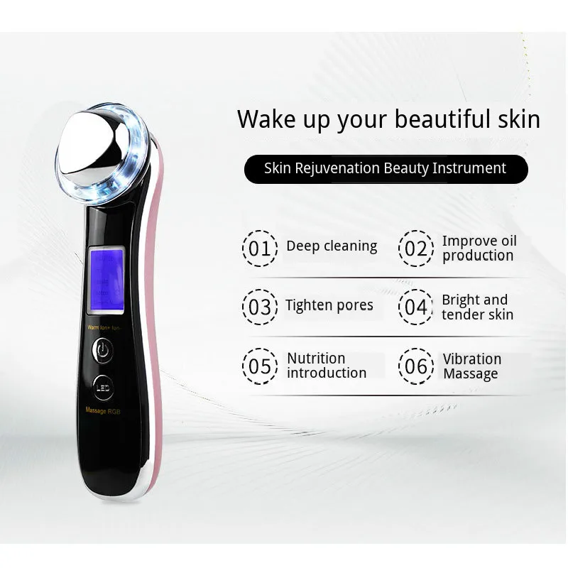 Ультразвуковой ионный инструмент для лица светодиодный Вибрационный красоты