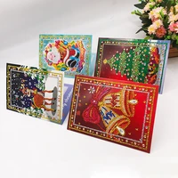 4pcs diy diamond painting greeting card special shaped diamond mosaic merry christmas embroidery kit santa claus xmas postcards