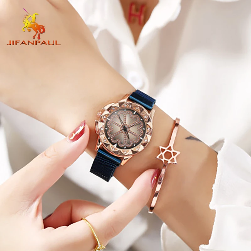 

JIFANPAUL New version of simple trend net red the same new mesh belt female watch to run magnet watch fashion womens watch