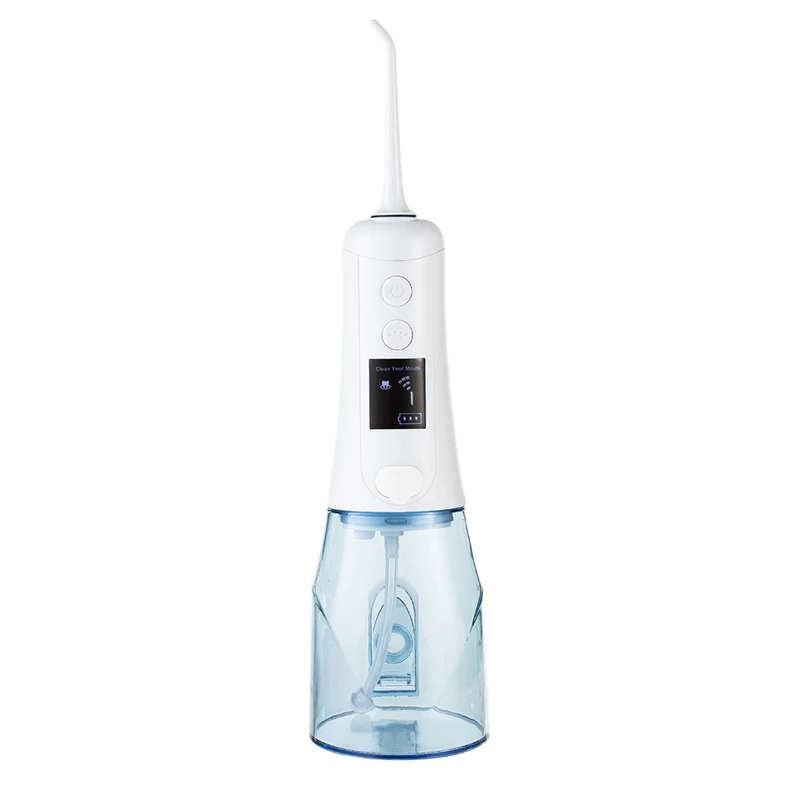 

Oral Irrigator USB Charge 30-120PSI Water Flosser Portable Dental Water Jet 350ML Water Tank IPX7 Teeth Cleaner With 4 Jet Tips