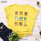 Женская футболка JCGO, летняя универсальная хлопковая футболка с коротким рукавом, 4XL, 5XL, с милым принтом танцующих животных, повседневная женская футболка с круглым вырезом