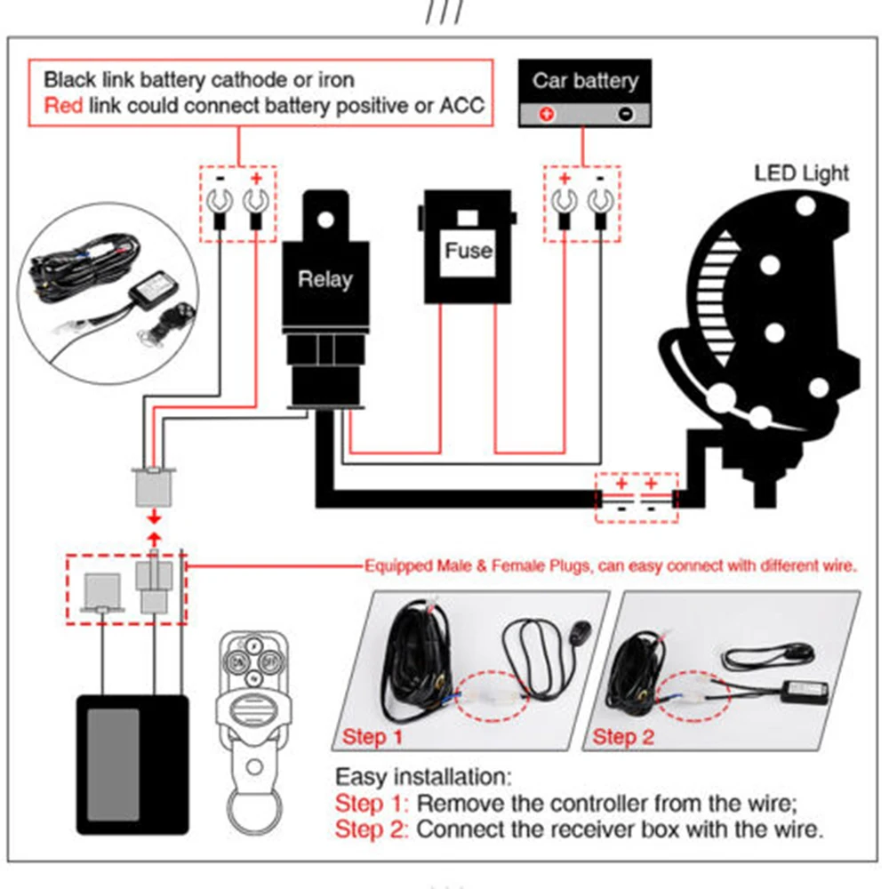 

Parts Wiring Kit For LED Light Bar For Offroad 4 Lead 12V Accessories Replacement