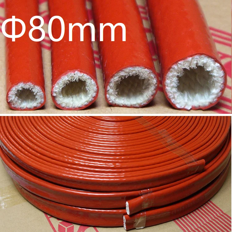 

Thickening Fire Proof Tube ID 80mm Silicone Fiberglass Cable Sleeve High Temperature Oil Resistant Insulated Wire Protect Pipe
