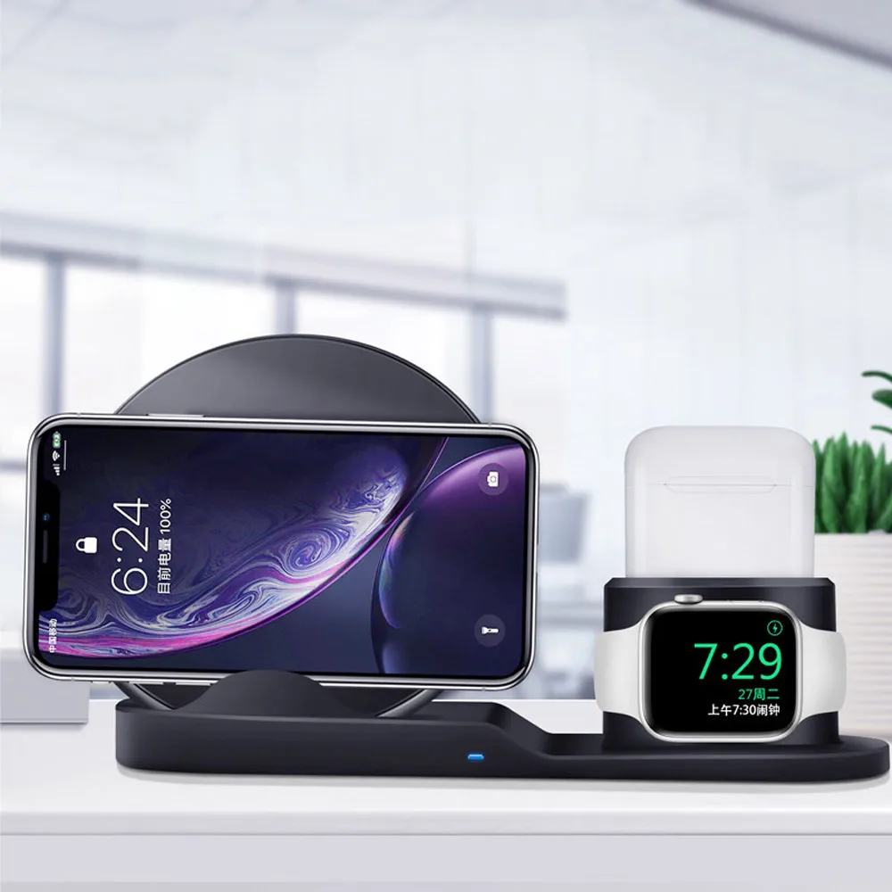 3 в 1 лучшая Беспроводная подставка для зарядного устройства для iPhone 11 Pro Max 8 AirPods Watch Series 4/3 QC3.0 быстрое зарядное устройство для samsung huawei Xiaomi