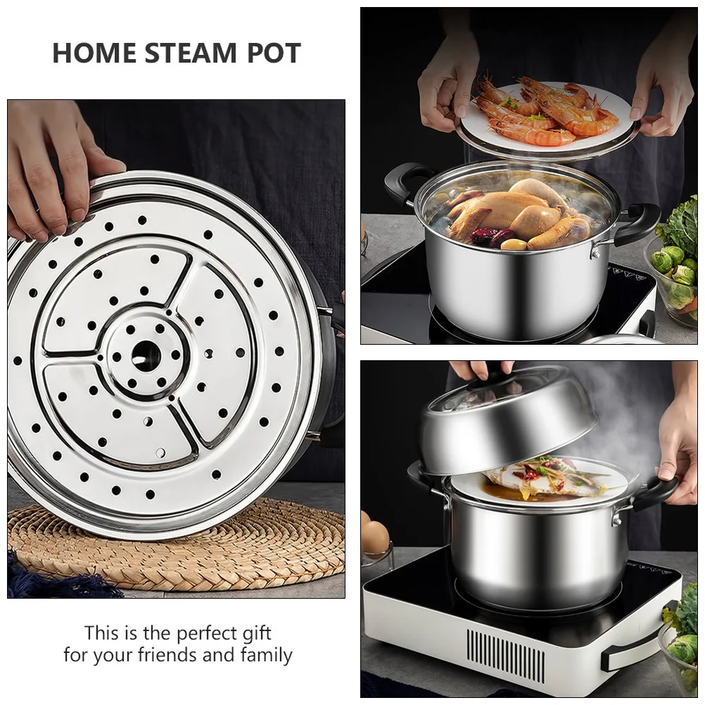 

1Pc Stainless Steel Steam Pot Multifunction Food Steamer Stockpot Soup Pot