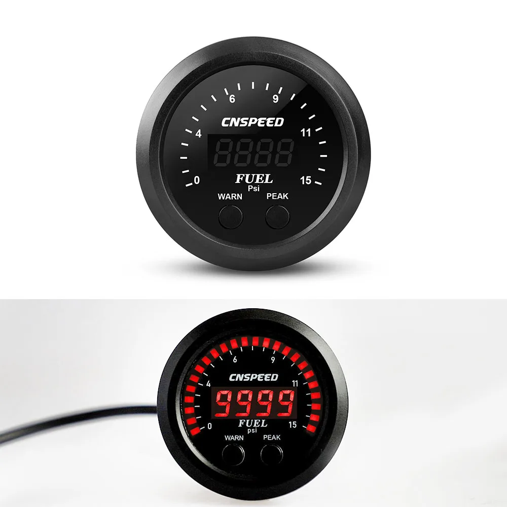 

2 дюйма/52 мм Универсальный электронный датчик давления топлива с 1/8 Npt датчик давления масла цифровой 0-15psi красный светодиод ультра-тонкий