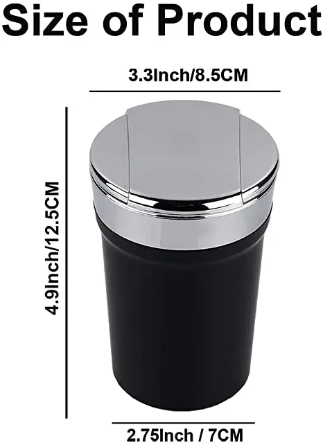 

Portable Windproof Car Ashtray With LED Blue Light Mini Detachable Stainless Steel Car Trash Can For Outdoor Travel Home Use