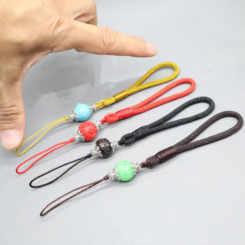 

DIY mobile phone lanyard key lanyard short rope jade crystal corner comb seal handle rope mobile phone chain wholesale landyards