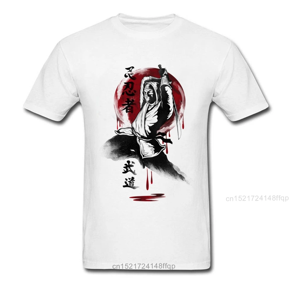 Крутая футболка 2018 в стиле самурая ниндзя черная белая красная мужская японская