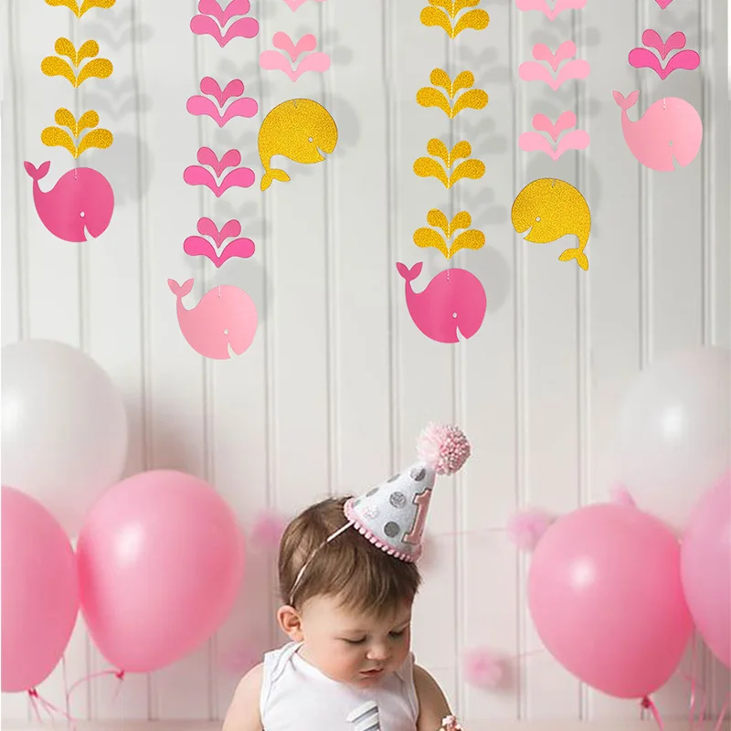 3 звёздочки розовый золотой синий Кит блестящий бумажный баннер подвесные