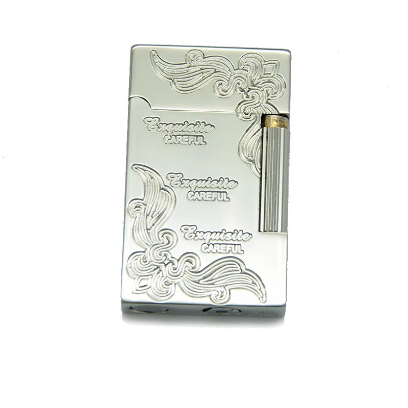 Crisp Sound Gas Lighter Jet Butane Flint Side Sliding Metal DING Cigarette lighter Inflated Flower Pattern Gadgets For Men | Дом и сад