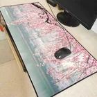 Японский коврик для мыши с изображением цветущего вишневого дерева, большой игровой коврик для мыши со светодиодной подсветкой и обычным розовым ковриком для мыши