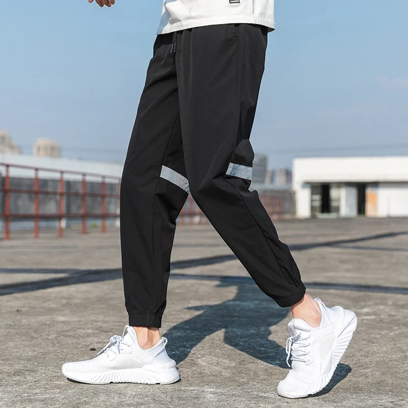 

2021 men's trousers Xia Bingsi nine-point pants guard pants ins tide brand Hong Kong style fashion belted sports pants casual p