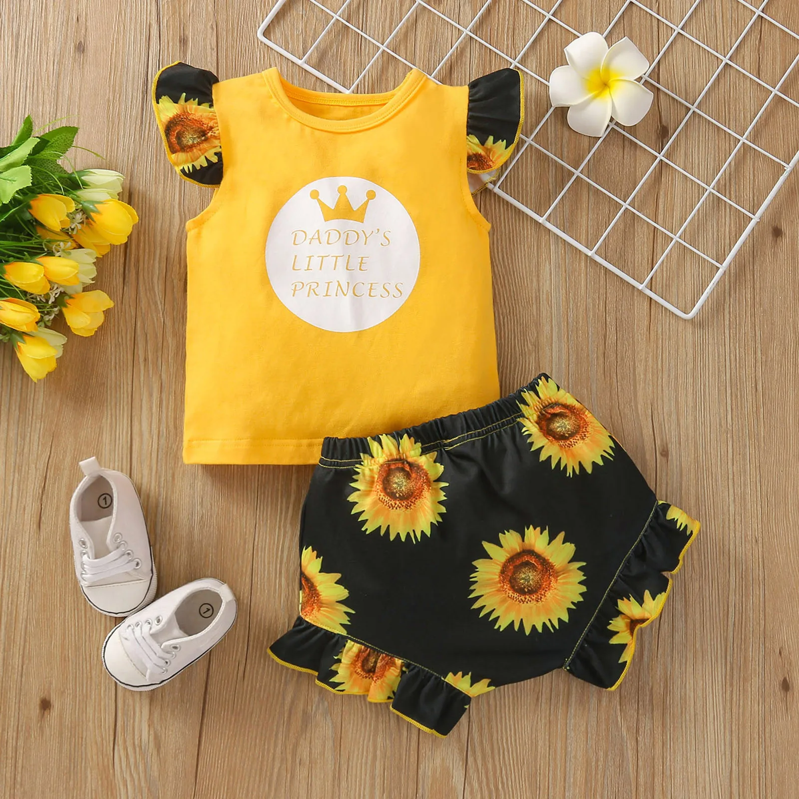 Для новорожденных для маленьких девочек комплект одежды малышей С рукавами