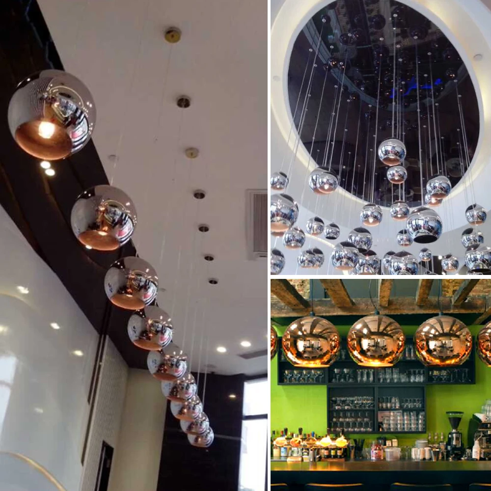 Современный подвесной светильник стеклянный шар кухонная лампа Золотой