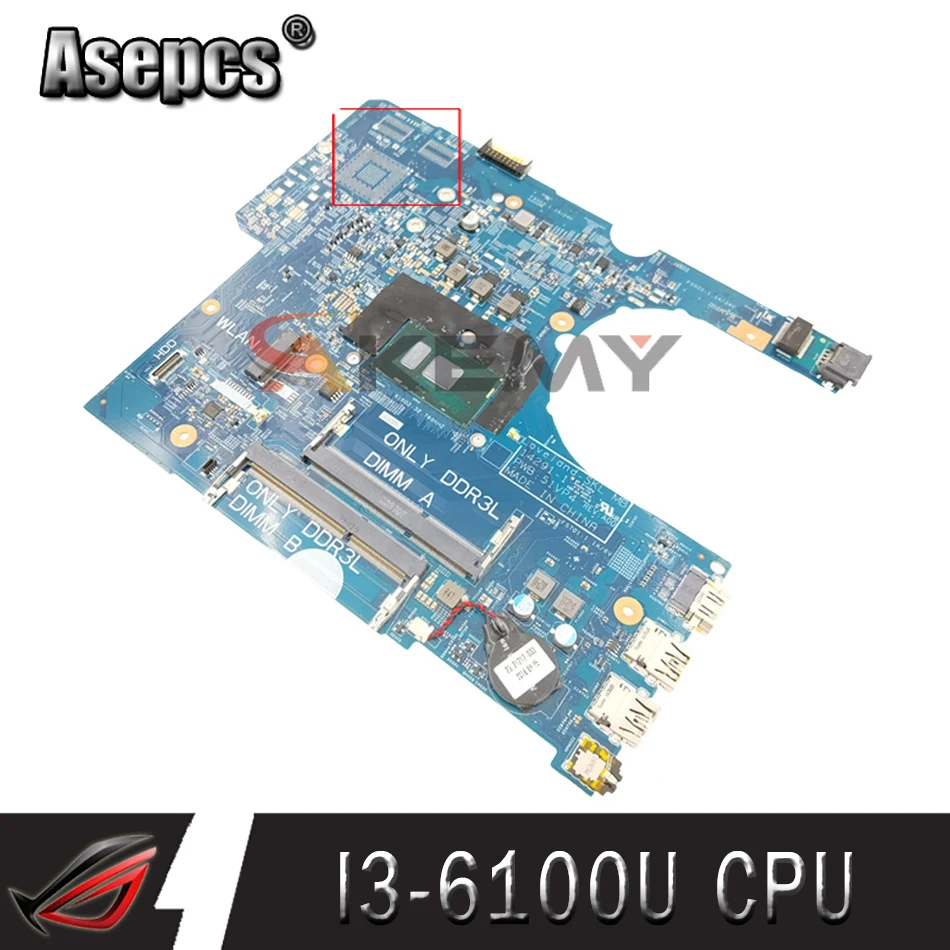 

Для DELL 3470 3570 Материнская плата ноутбука CN-0P5M6K 0P5M6K P5M6K 14291-1 с SR2EU I3-6100U 100% полностью протестирована
