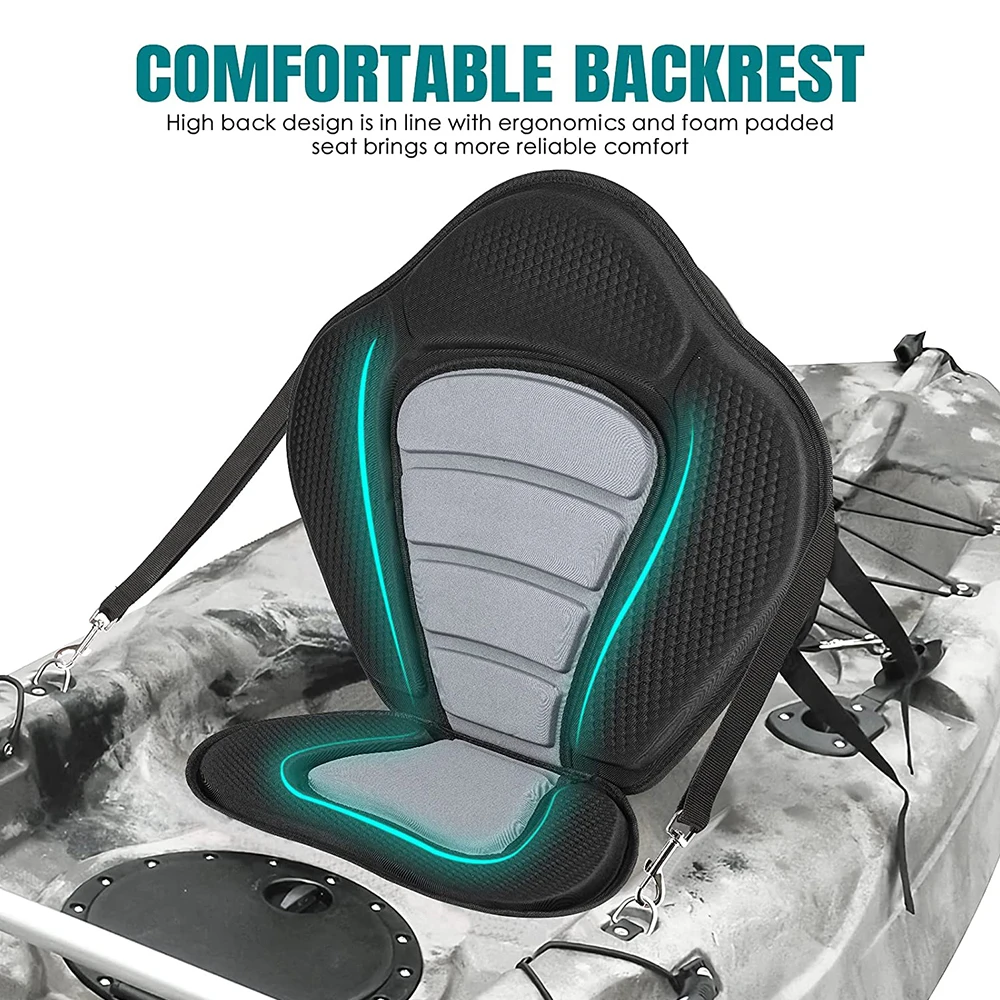 

Kayak Seat Cushion Back Support Cushions Surfboard Padded Cushion Universal Boat Accessories Max Load 100kg with Storage Bag