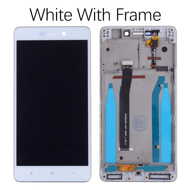 Дисплей для XIAOMI Redmi 3S / Redmi 3S Prime LCD в сборе с тачскрином на рамке 5.0'' черный белый золото - Цвет: White with Frame