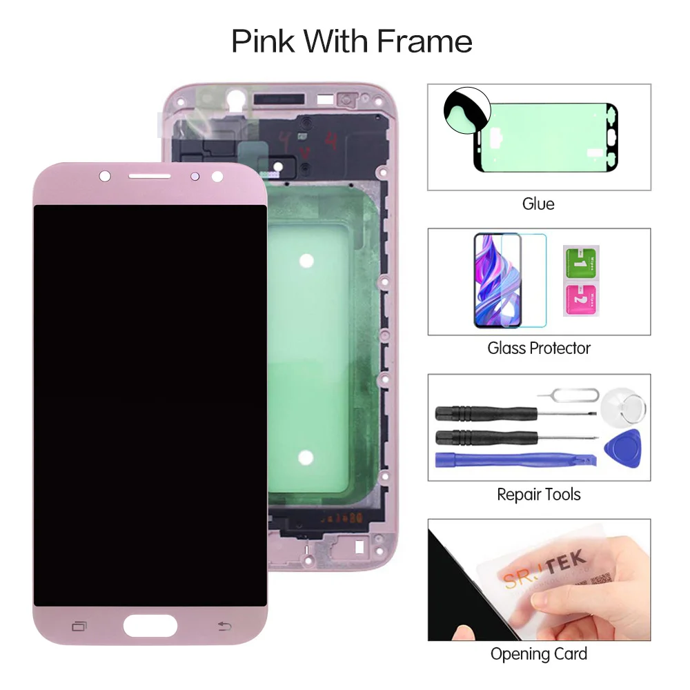 Rose Gold with Frame 5,5 ''AMOLED дисплей для SAMSUNG Galaxy J7 Pro J730 lcd для SAMSUNG J7 дисплей сенсорный экран дигитайзер J730F экран - Цвет: Rose Gold with Frame
