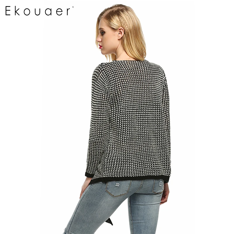 Ekouaer Women Loose Casual Knit Cardigan Jacket Irregular Sweater Tops Coat Stylish Ladies Sweatercoat |