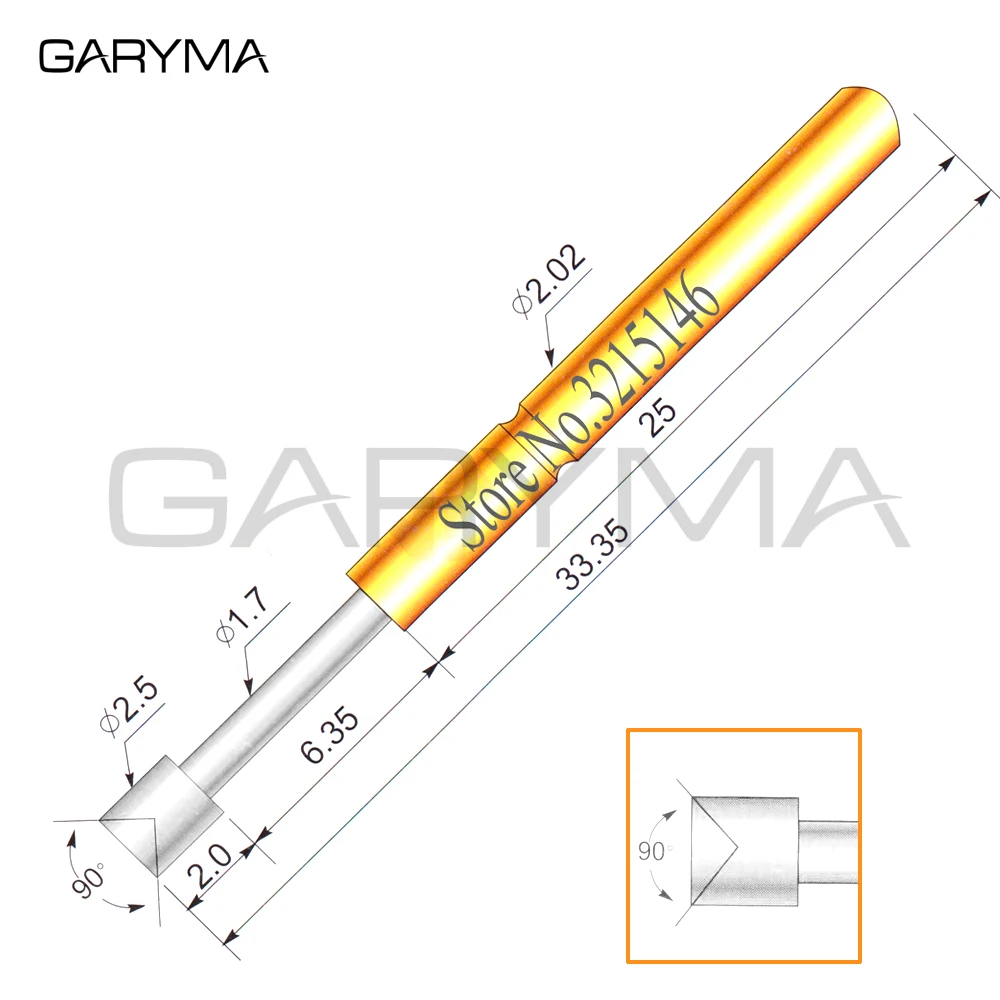 100Pcs in a Pack Dia 2.5mm P125-A Spring Test Probes Pogo Pin Length 33.35mm Stroke Froce:180g Tool Wholesale | Инструменты